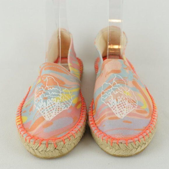 Stella McCartney Kids Size 38 Pink Orange Textile Slip On Flat Espadrilles - Picture 2 of 8